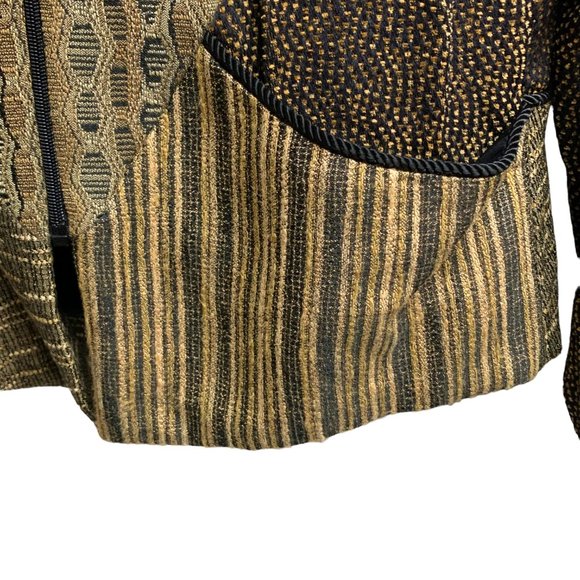Vtg Treadle Design Room Shade of Brown Multi Tapestry Zip Jacket - Picture 9 of 10